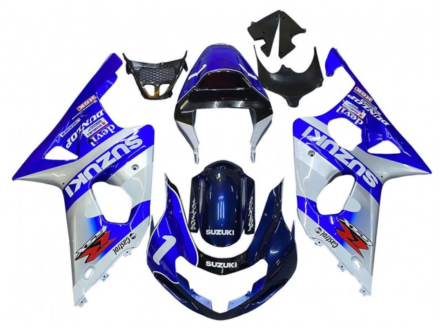 Carene Moto Suzuki GSXR1000 2000-2002 - Blu Bianco Argento Castrol Dunlop
