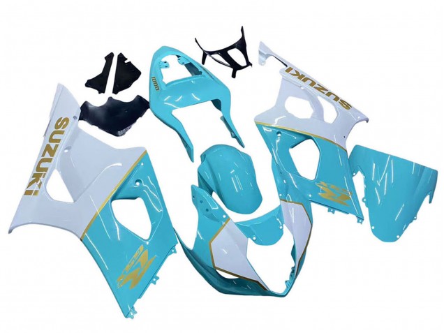 Carene Moto Suzuki GSXR 1000 2003-2004 - Bianco Azzurro Chiaro Oro