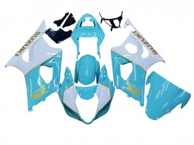 Carene Moto Suzuki GSXR 1000 2003-2004 - Bianco Azzurro Chiaro Oro