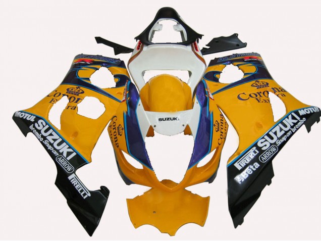 Carene Moto Suzuki GSXR 1000 2003-2004 - Giallo Bianco Blu Nero Corona