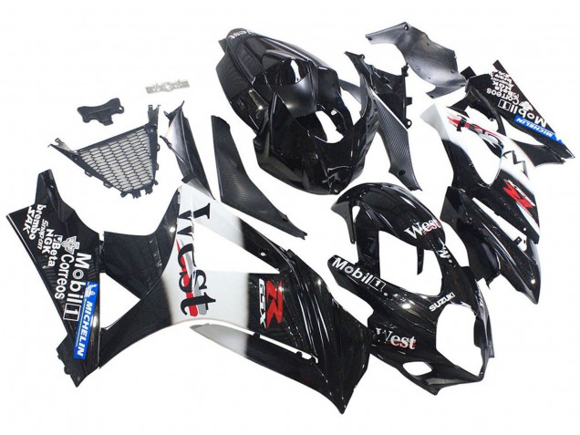 Carene Moto Suzuki GSXR 1000 2007-2008 - Nero Lucido Bianco West
