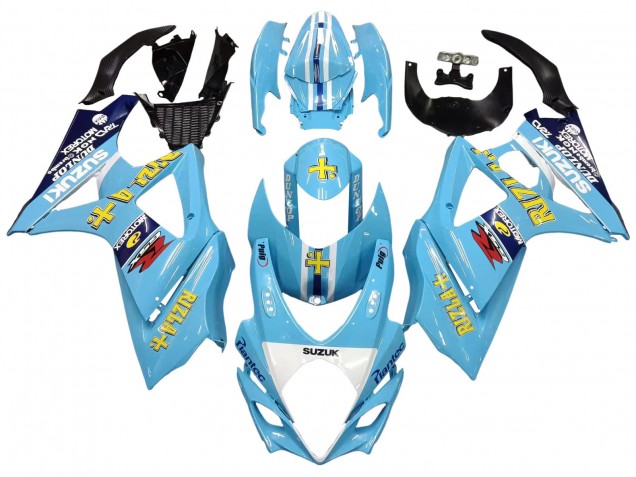 Carene Moto Suzuki GSXR 1000 2007-2008 - Azzurro Chiaro Giallo Nero Motul Rizla
