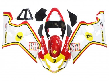 Carene Moto Suzuki GSXR 600 / GSXR 750 2004-2005 - Bianco Rosso Giallo Michelin Texaon Heron 7