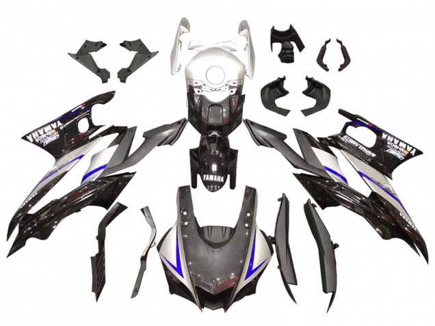 Carene Moto Yamaha YZF R3/R25 2019-2021 - Argento Nero Lucido Fibra di Carbonio Stile