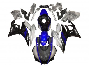 Carene Moto Yamaha YZF R3/R25 2019-2021 - Argento Blu Nero Fibra di Carbonio Stile