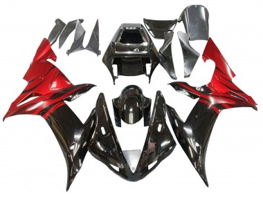 Carene Moto Yamaha YZF 1000 R1 2002-2003 - Nero Lucido Rosso Fiamma