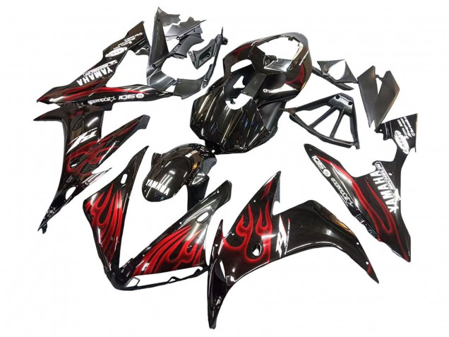 Carene Moto Yamaha YZF 1000 R1 2004-2006 - Nero Lucido Rosso Fiamma