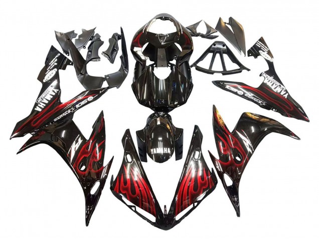 Carene Moto Yamaha YZF 1000 R1 2004-2006 - Nero Lucido Rosso Fiamma