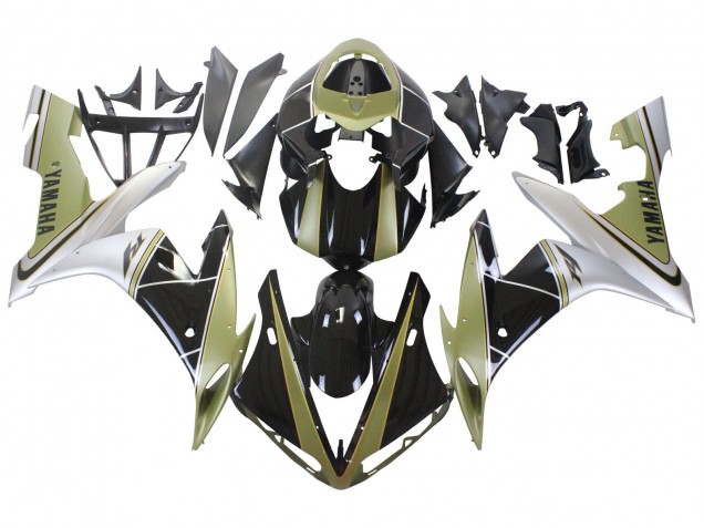 Carene Moto Yamaha YZF 1000 R1 2004-2006 - Oro Chiaro Bianco Nero Lucido