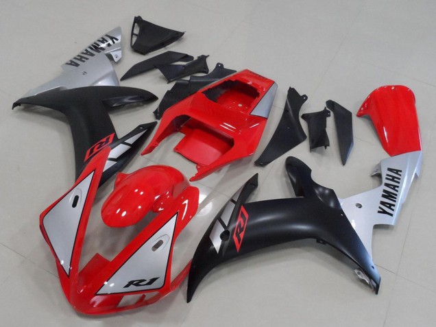 Carene Moto Yamaha YZF R1 2002-2003 - Rosso Argento Nero Opaco