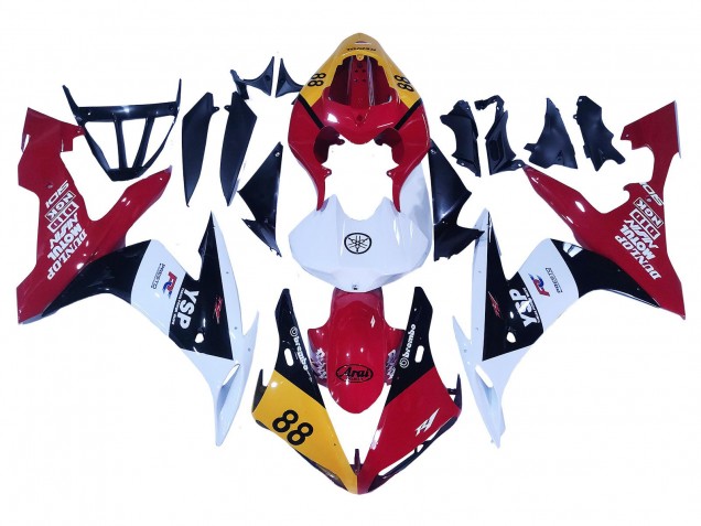 Carene Moto Yamaha YZF 1000 R1 2004-2006 - Giallo Rosso Bianco Nero YSP 88