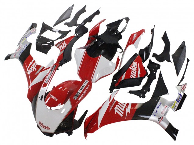 Carena Moto Yamaha YZF 1000 R1 2015-2019 - Bianco Rosso Nero Milwaukee