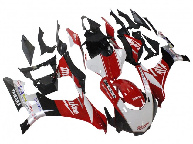Carena Moto Yamaha YZF 1000 R1 2015-2019 - Bianco Rosso Nero Milwaukee