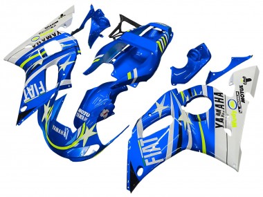 Carene Moto Yamaha YZF 600 R6 1998-2002 - Bianco Blu Neon Giallo Fiat Motul Michelin