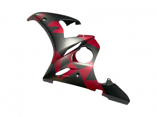 Carene Moto Yamaha YZF 600 R6 2005 - Nero Opaco Rosso Geometrico
