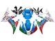Carene Moto Yamaha YZF 600 R6 2005 - Azzurro Chiaro Bianco Verde Rosso Kastinee Dunlop Motul