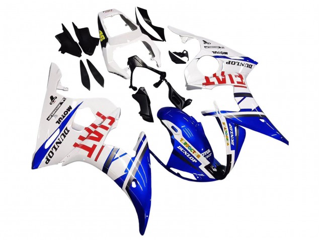 Carene Moto Yamaha YZF 600 R6 2005 - Bianco Blu Dunlop Fiat Motul