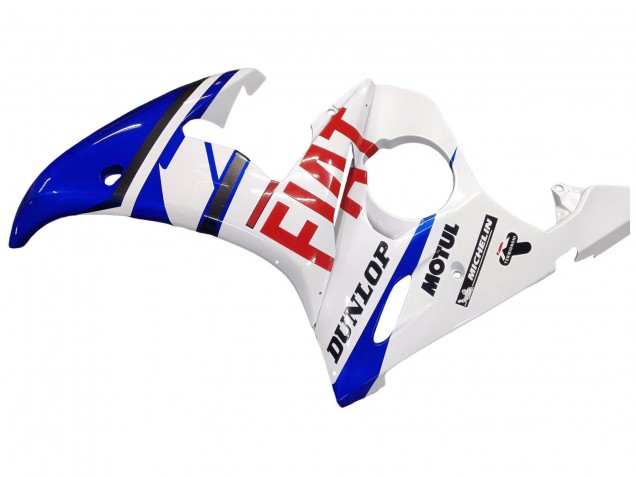 Carene Moto Yamaha YZF 600 R6 2005 - Bianco Blu Dunlop Fiat Motul