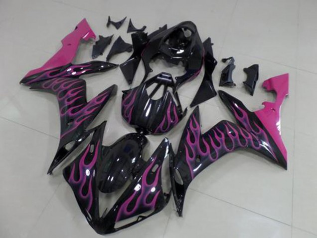 Carene Moto Yamaha YZF R1 2004-2006 - Nero Lucido Rosa Fiamma