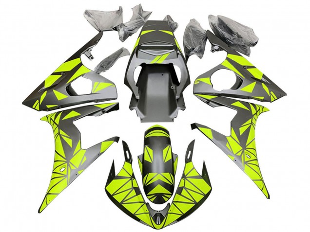 Carene Moto Yamaha YZF 600 R6 2005 - Nero Opaco Neon Verde