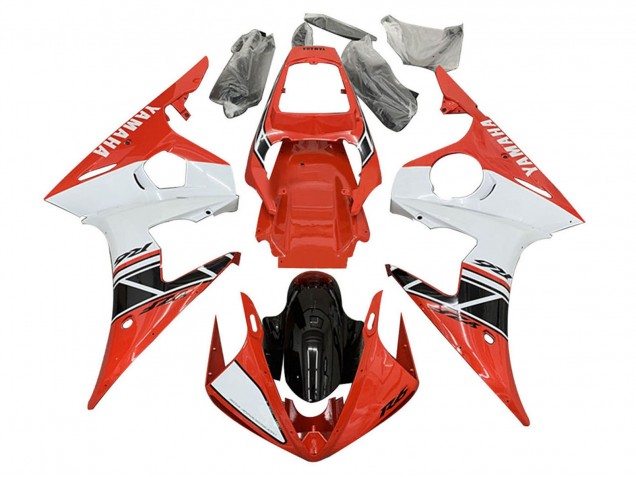 Carene Moto Yamaha YZF 600 R6 2005 - Bianco Rosso Nero Lucido