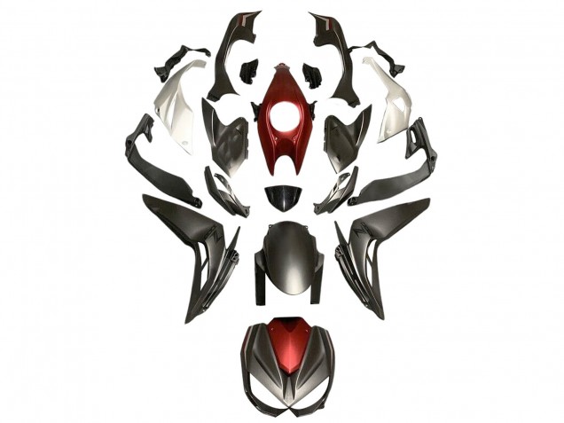 Carene Moto Kawasaki Z1000 2014-2019 - Argento Rosso Nero Opaco