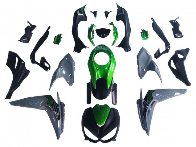 Carene Moto Kawasaki Z1000 2014-2019 - Nero Verde Grigio