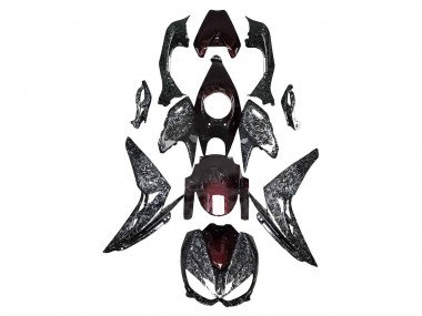 Carene Moto Kawasaki Z1000 2014-2019 - Nero Rosso Forgiato Fibra di Carbonio