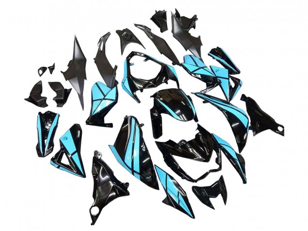Carene Moto Kawasaki Z800 2013-2018 - Azzurro Chiaro Nero Lucido