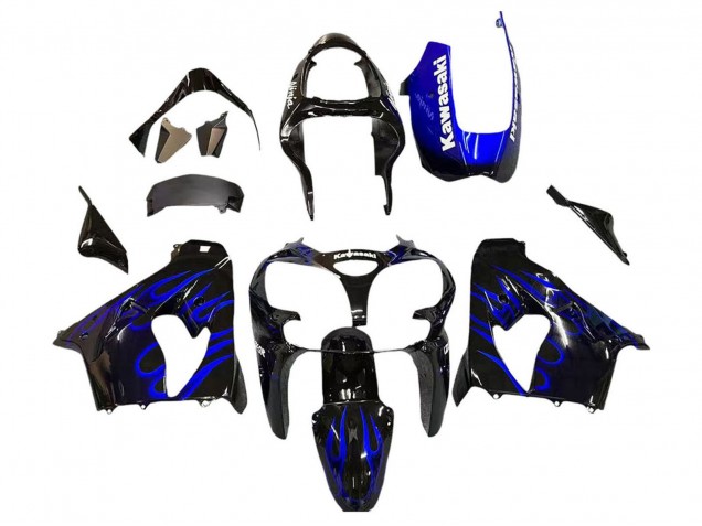 Carene Moto Kawasaki ZX9R 2000-2001 - Nero Lucido Blu Fiamma Bianco