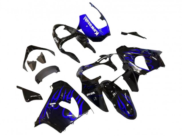 Carene Moto Kawasaki ZX9R 2000-2001 - Nero Lucido Blu Fiamma Bianco