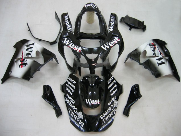 Carene Moto Kawasaki ZX9R 2000-2001 - Nero Lucido Bianco West
