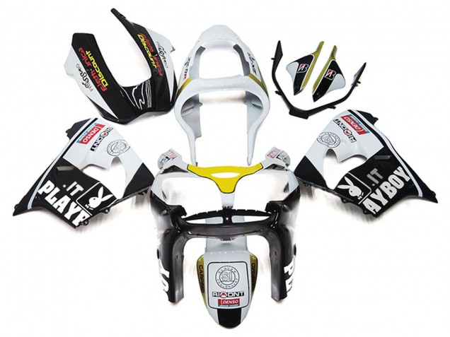 Carene Moto Kawasaki ZX9R 2000-2001 - Bianco Giallo Nero Lucido Playboy
