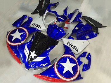 Carene Moto Yamaha YZF R1 2009-2011 - Blu Bianco Rosso Nero Stella Captain America