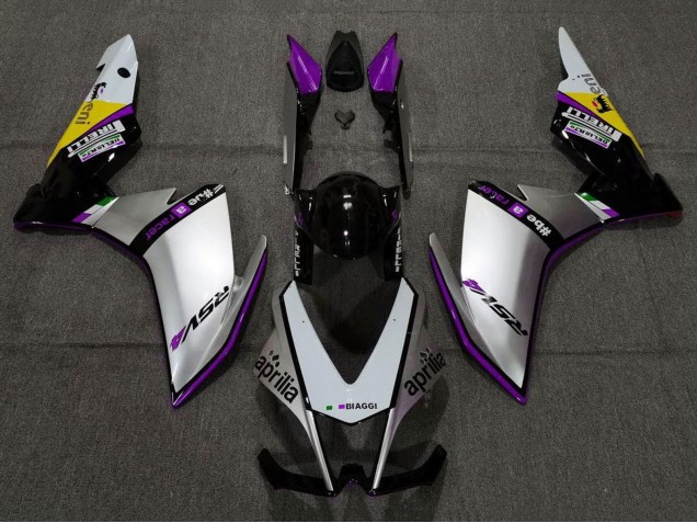 Carene Moto Aprilia RSV4 1000 2009-2015 - Argento Nero Viola Giallo