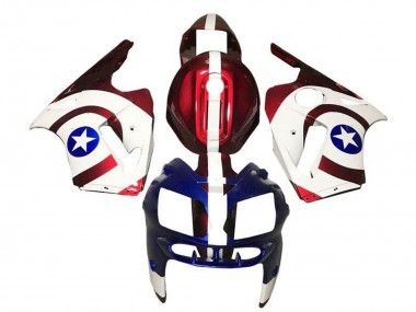 Carene Moto Kawasaki ZX12R 2000-2001 - Caramella Rosso Bianco Blu Captain America