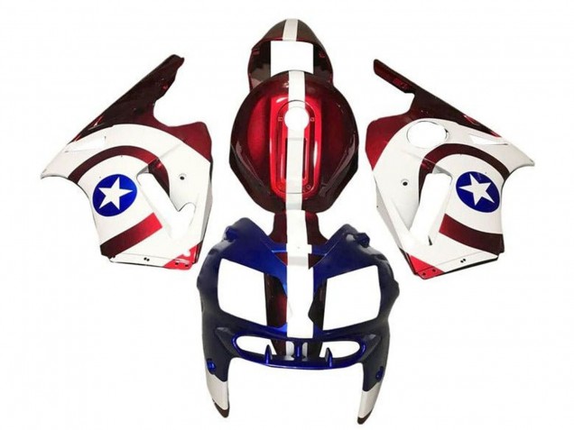 Carene Moto Kawasaki ZX12R 2000-2001 - Caramella Rosso Bianco Blu Captain America
