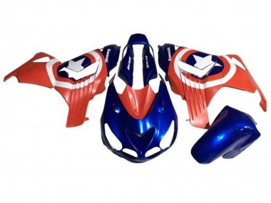 Carene Moto Kawasaki ZX14R ZZR1400 2006-2011 - Blu Rosso Bianco Stella Captain America
