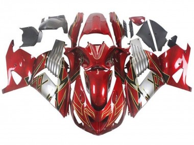 Carene Moto Kawasaki ZX14R ZZR1400 2006-2011 - Rosso Argento Nero Oro