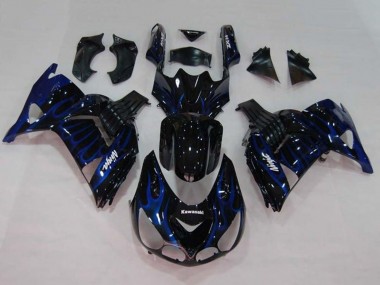 Carene Moto Kawasaki ZX14R ZZR1400 2006-2011 - Nero Lucido Blu Fiamma
