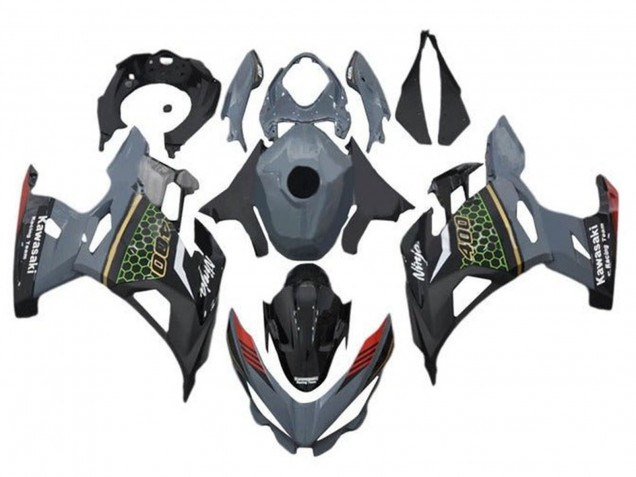 Carene Moto Kawasaki Ninja 400 2018-2024 - Grigio Nero Rosso Honeycomb