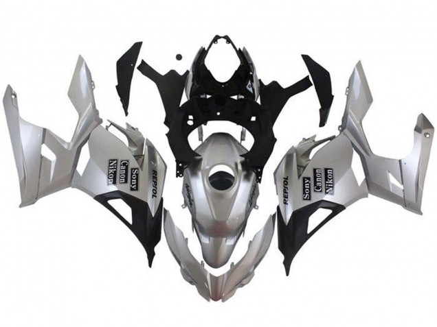 Carene Moto Kawasaki Ninja 400 2018-2024 - Argento Nero Repsol