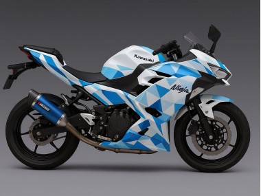 Carene Moto Kawasaki Ninja 500 EX500R 2024-2026 - Bianco Blu Geometrico