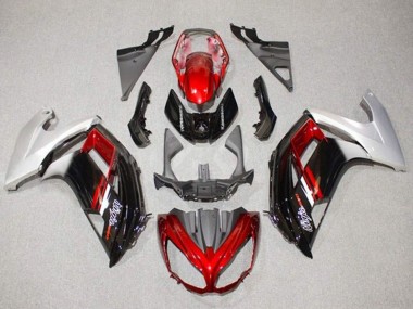 Carene Moto Kawasaki Ninja 650 EX650 2012-2016 - Argento Rosso Nero Lucido