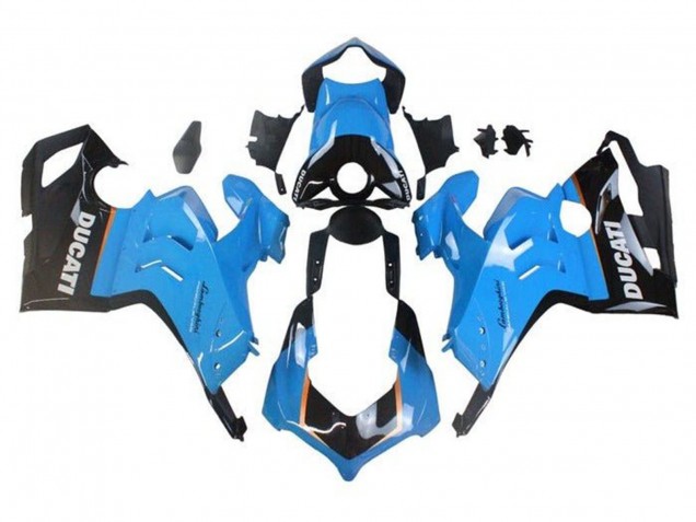 Carene Moto Ducati Panigale V4 V4S 2020-2021 - Azzurro Chiaro Arancia Nero Lucido