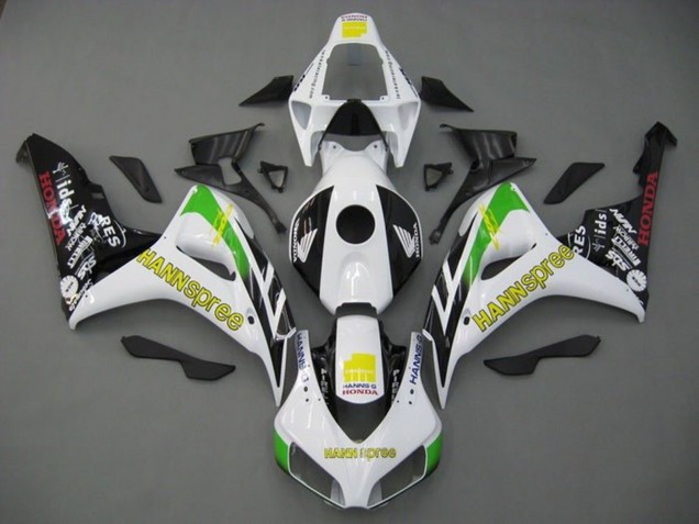 Carene Moto Honda CBR1000RR 2006-2007 - Bianco Verde Giallo Nero Lucido Hannspree