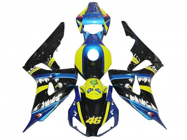 Carene Moto Honda CBR1000RR 2006-2007 - Blu Giallo Nero Lucido Squalo 46
