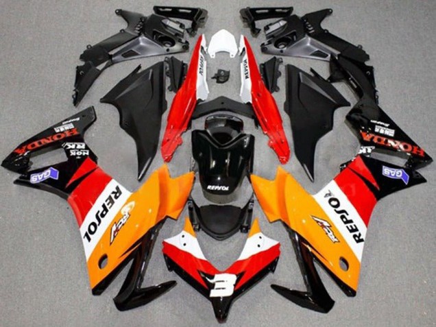 Carene Moto Honda CBR500R 2013-2015 - Arancia Bianco Rosso Nero Lucido Repsol