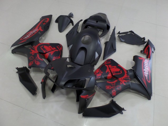 Carene Moto Honda CBR600RR 2005-2006 - Nero Opaco Rosso Opaco Gear
