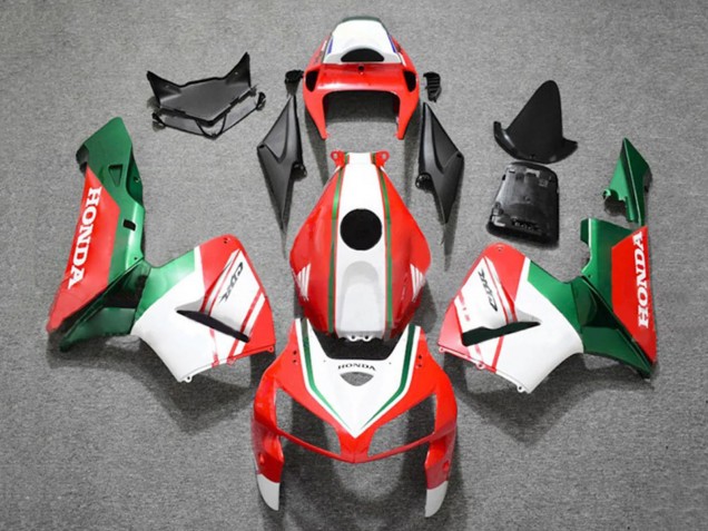 Carene Moto Honda CBR600RR 2005-2006 - Rosso Opaco Bianco Verde